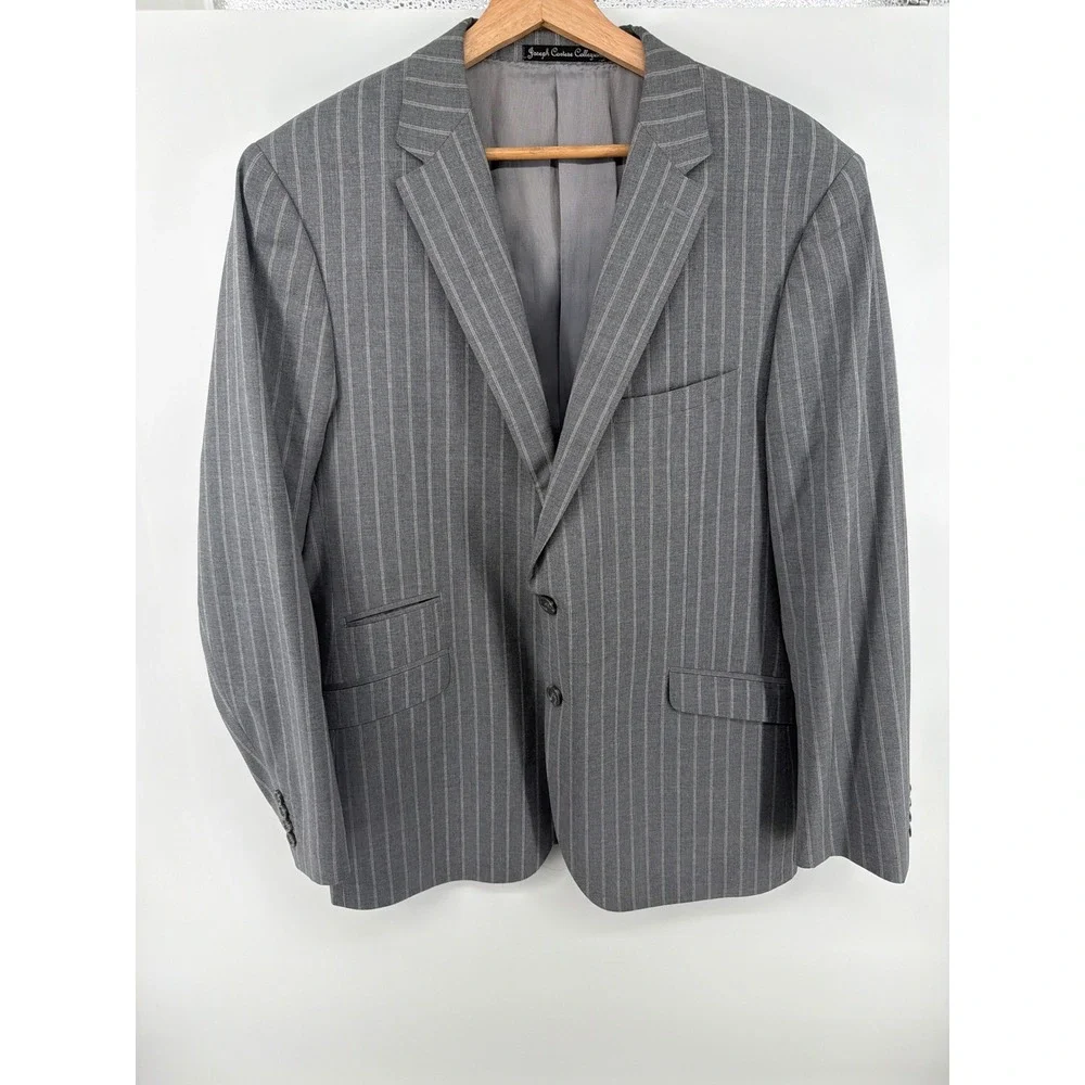 Bartorelli Napoli Gray Pinstripe Blazer Wool Cashmere Sports Super 150s 46R 0796